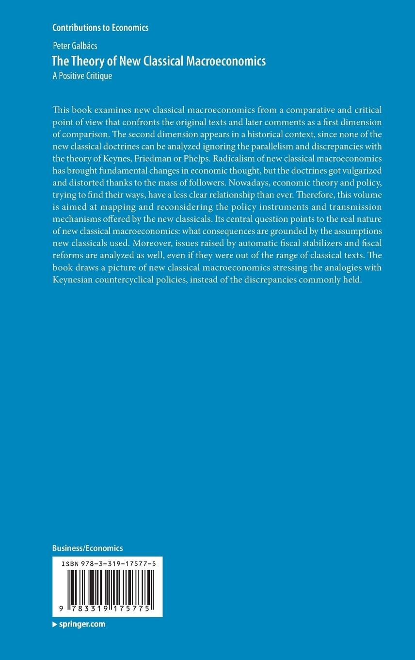 Rückseitencover The Theory of New Classical Macroeconomics