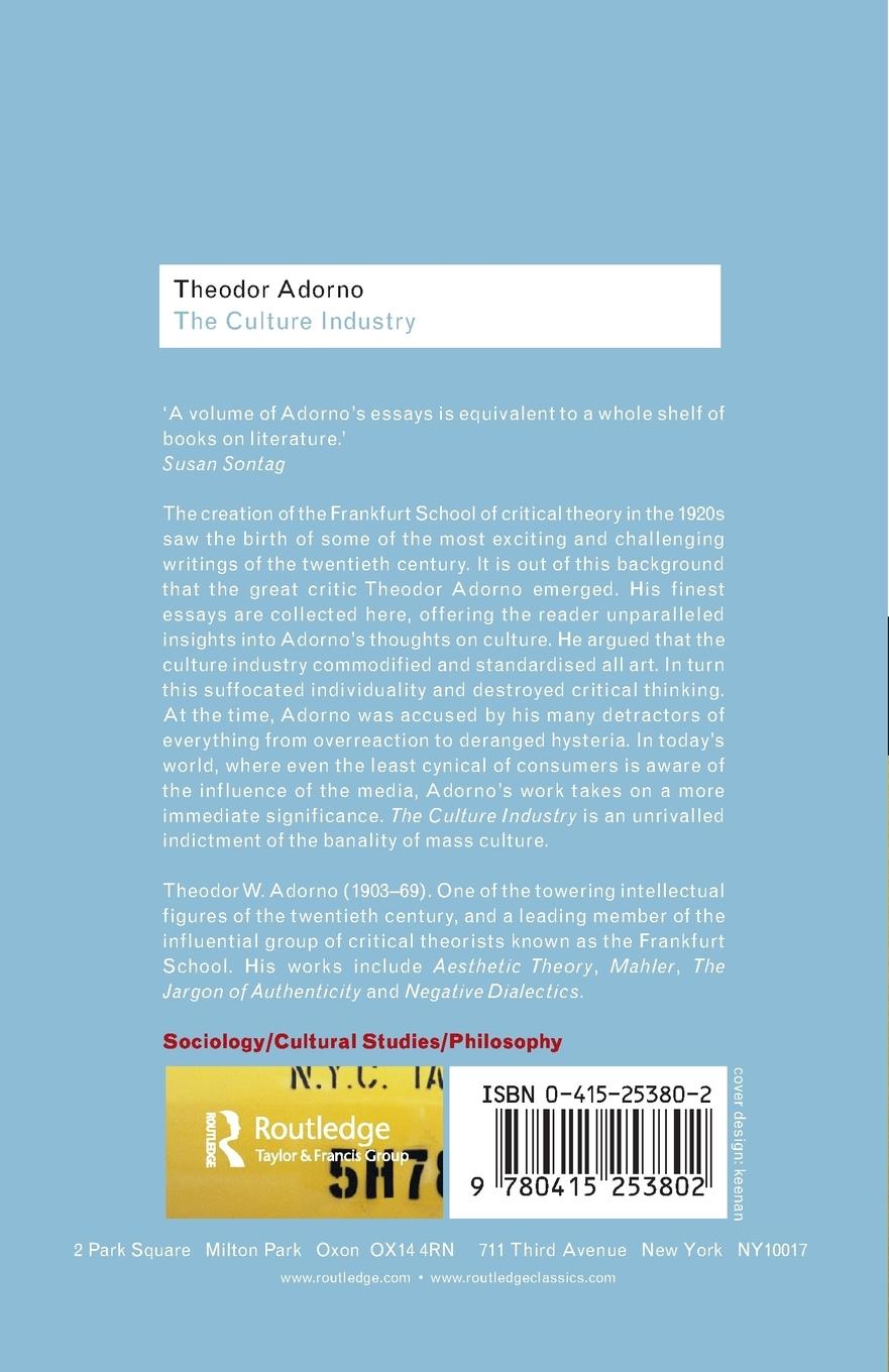 Rückseitencover The Culture Industry