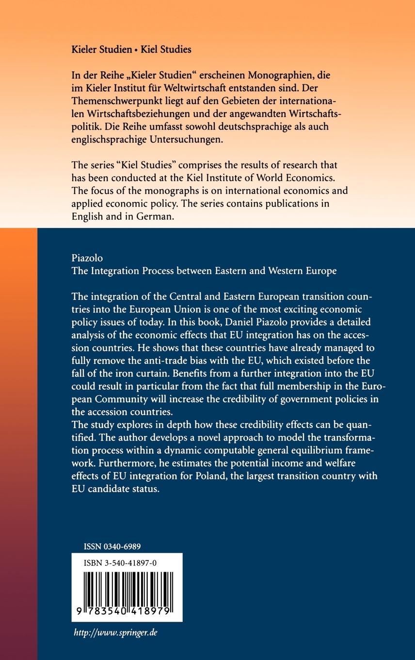 Rückseitencover The Integration Process between Eastern and Western Europe