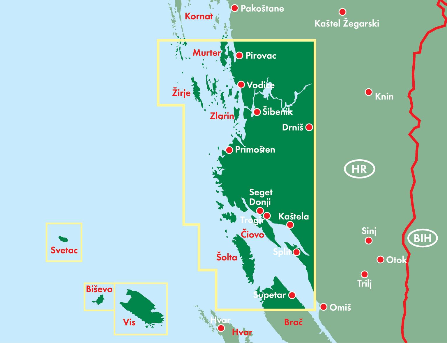 Rückseitencover FuB Dalmatinische Küste 02.  Sibenik - Split - Vis 1 : 100 000