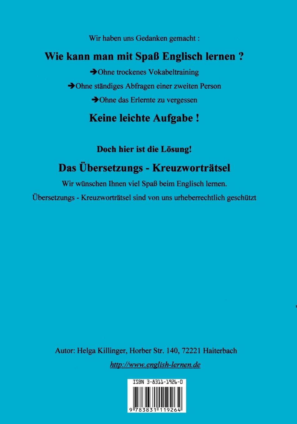 Rückseitencover Englisch lernen mit Spaß. Kreuzworträtsel deutsch-englisch