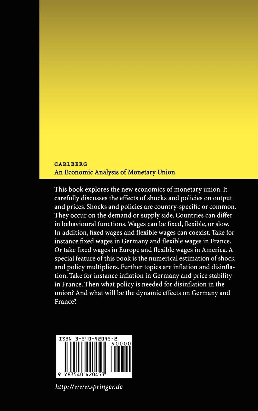 Rückseitencover An Economic Analysis of Monetary Union