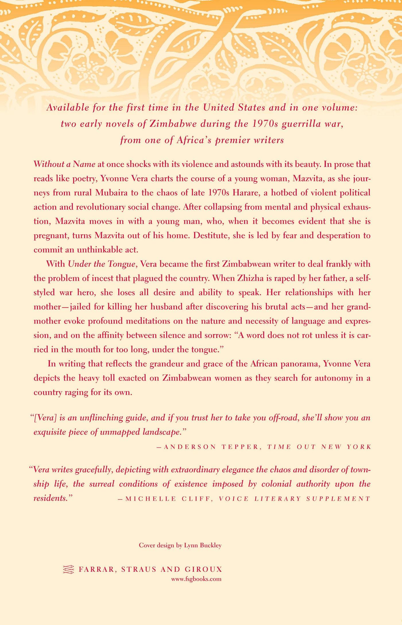 Rückseitencover Without a Name and Under the Tongue