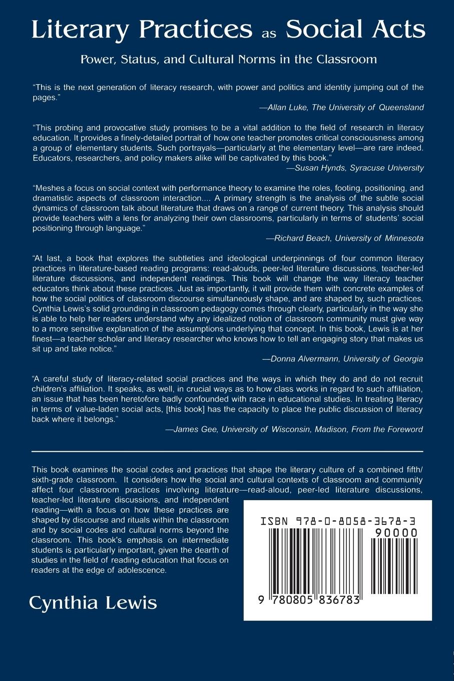 Rückseitencover Literary Practices As Social Acts