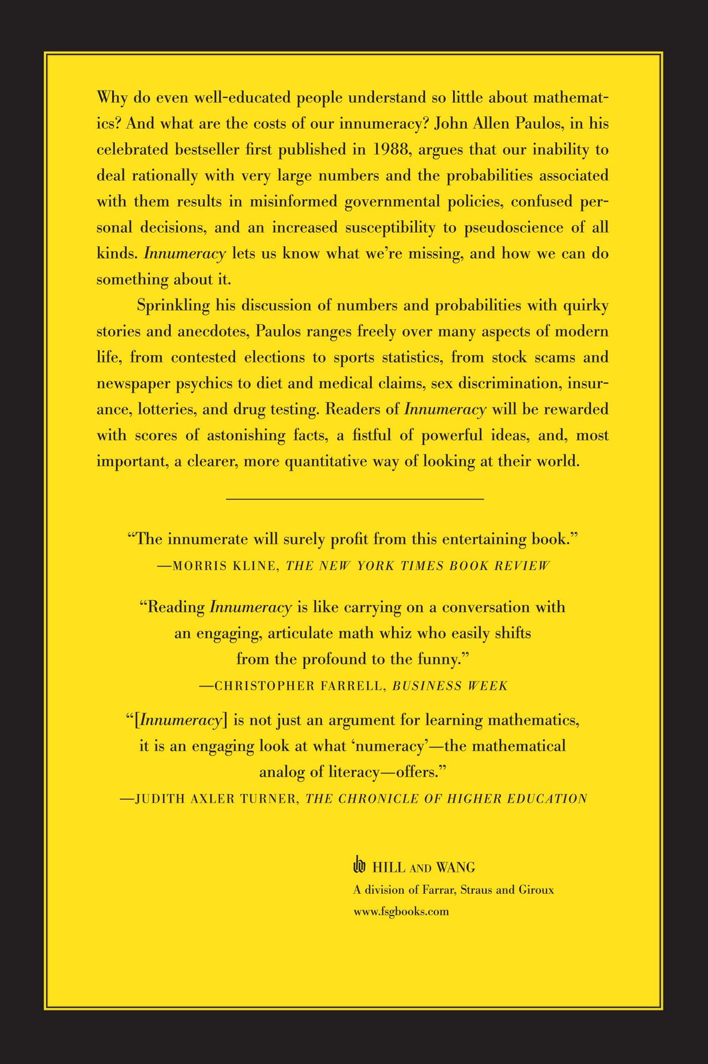 Rückseitencover Innumeracy