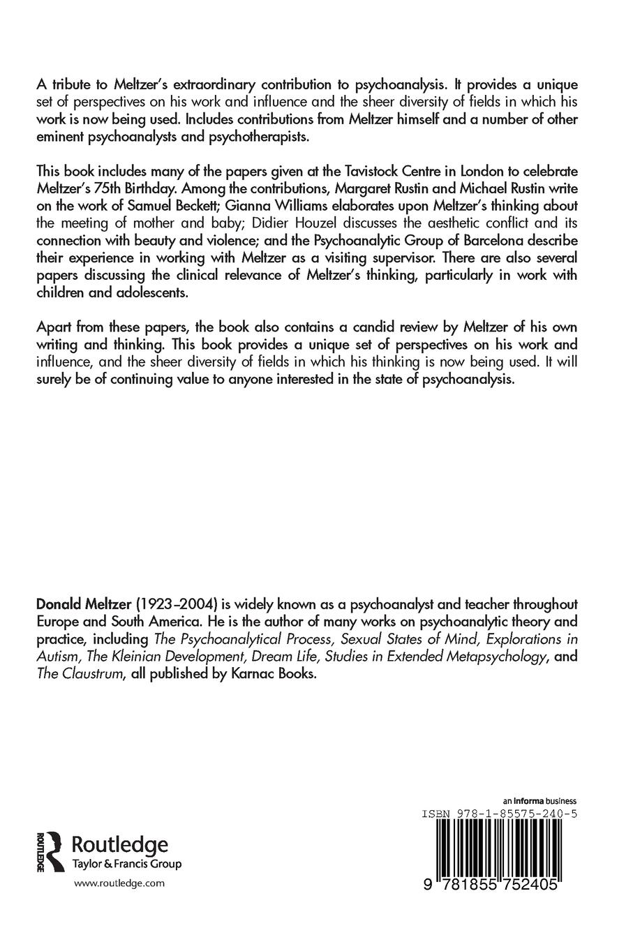 Rückseitencover Exploring the Work of Donald Meltzer