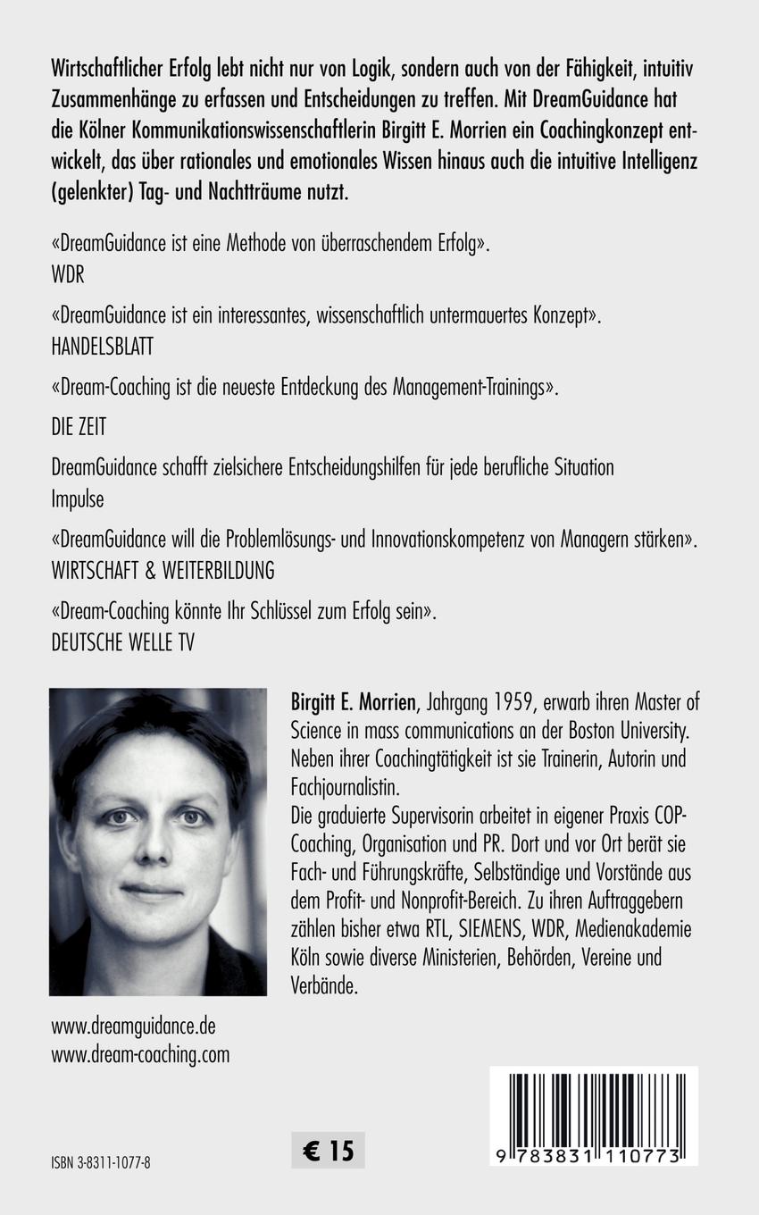 Rückseitencover Dream Guidance - Coaching zur Entdeckung, Erforschung und Aktivierung intuitiver Intelligenz