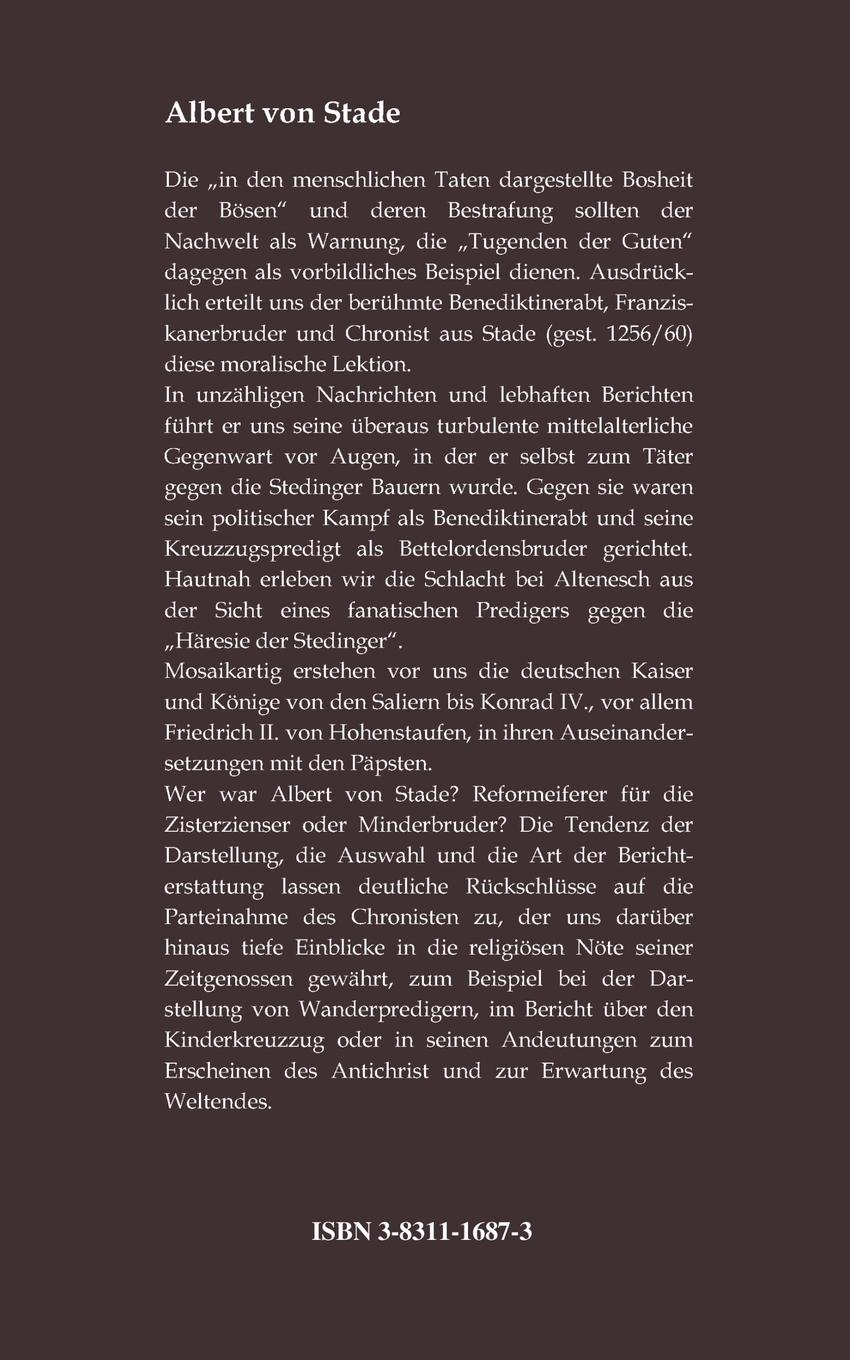 Rückseitencover Die Weltchronik des Albert von Stade