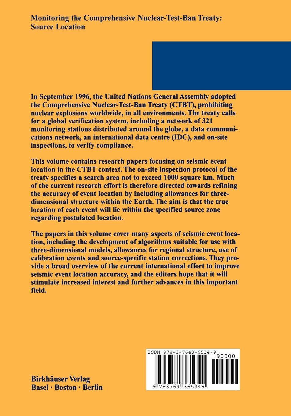 Rückseitencover Monitoring the Comprehensive Nuclear-Test-Ban Treaty: Source Location