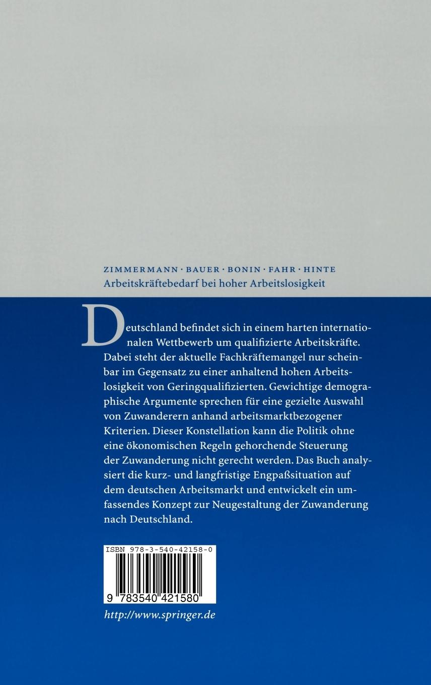 Rückseitencover Arbeitskräftebedarf bei hoher Arbeitslosigkeit