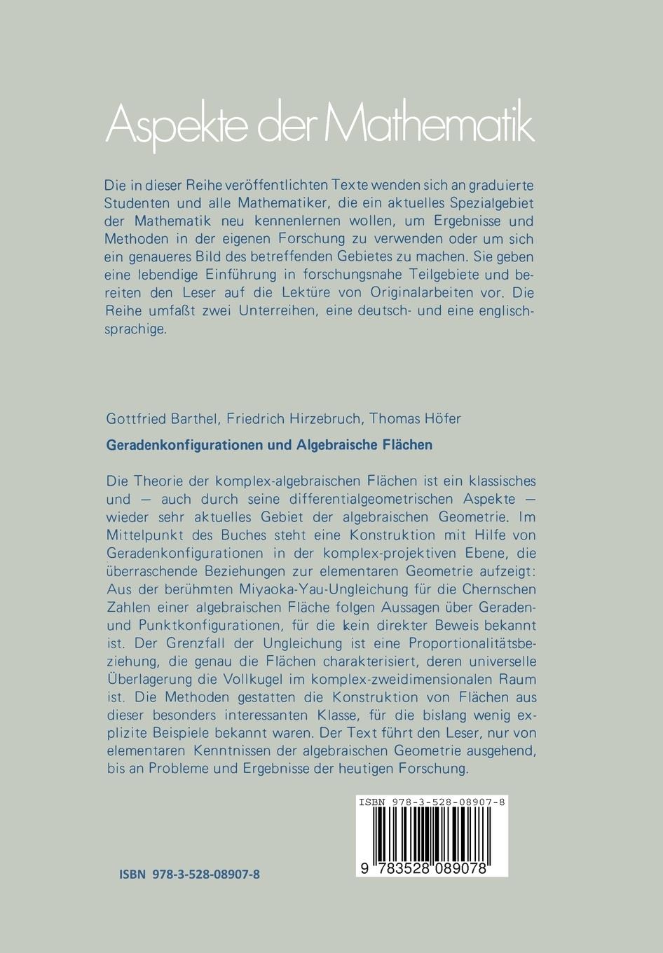 Rückseitencover Geradenkonfigurationen und Algebraische Flächen