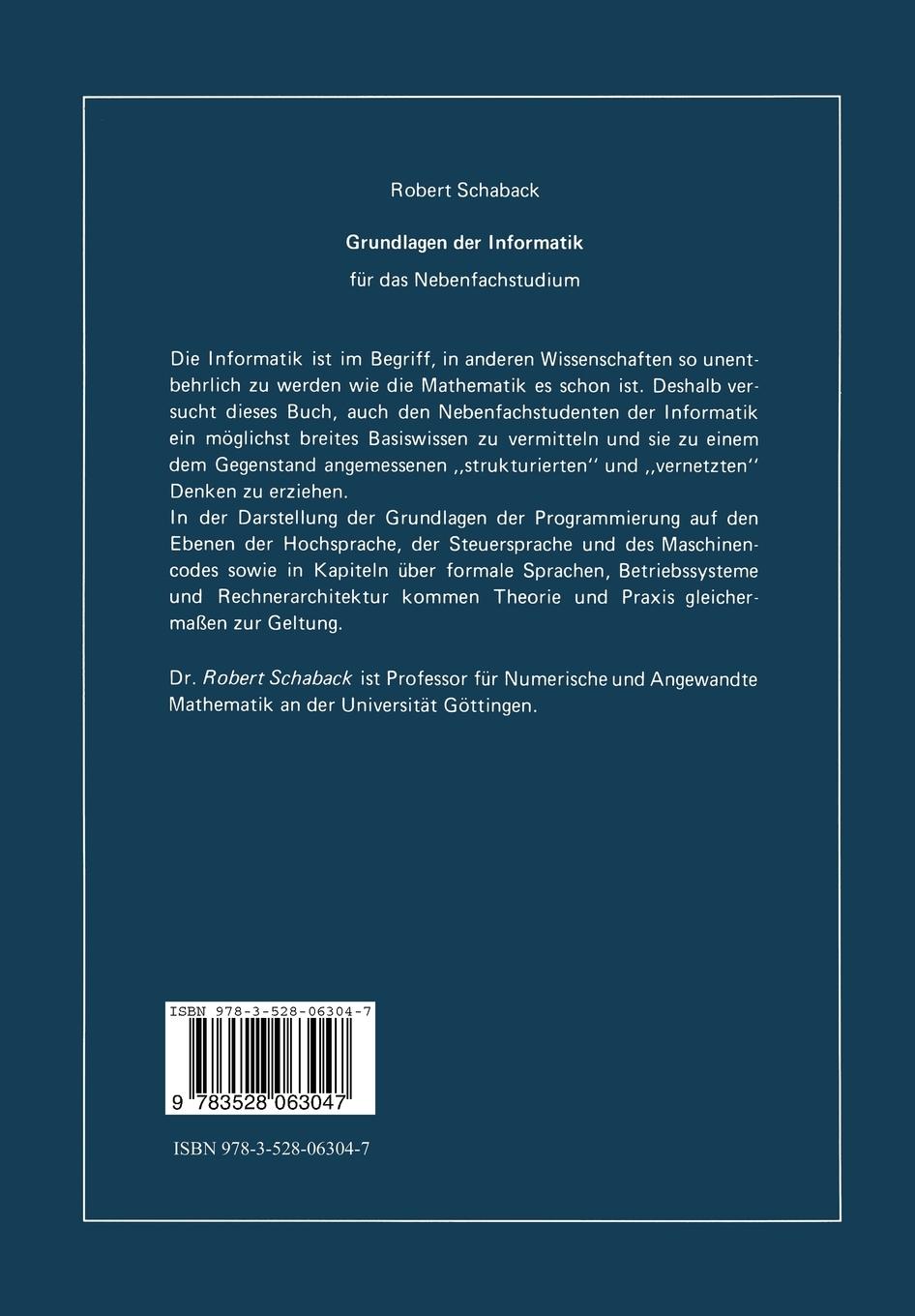 Rückseitencover Grundlagen der Informatik