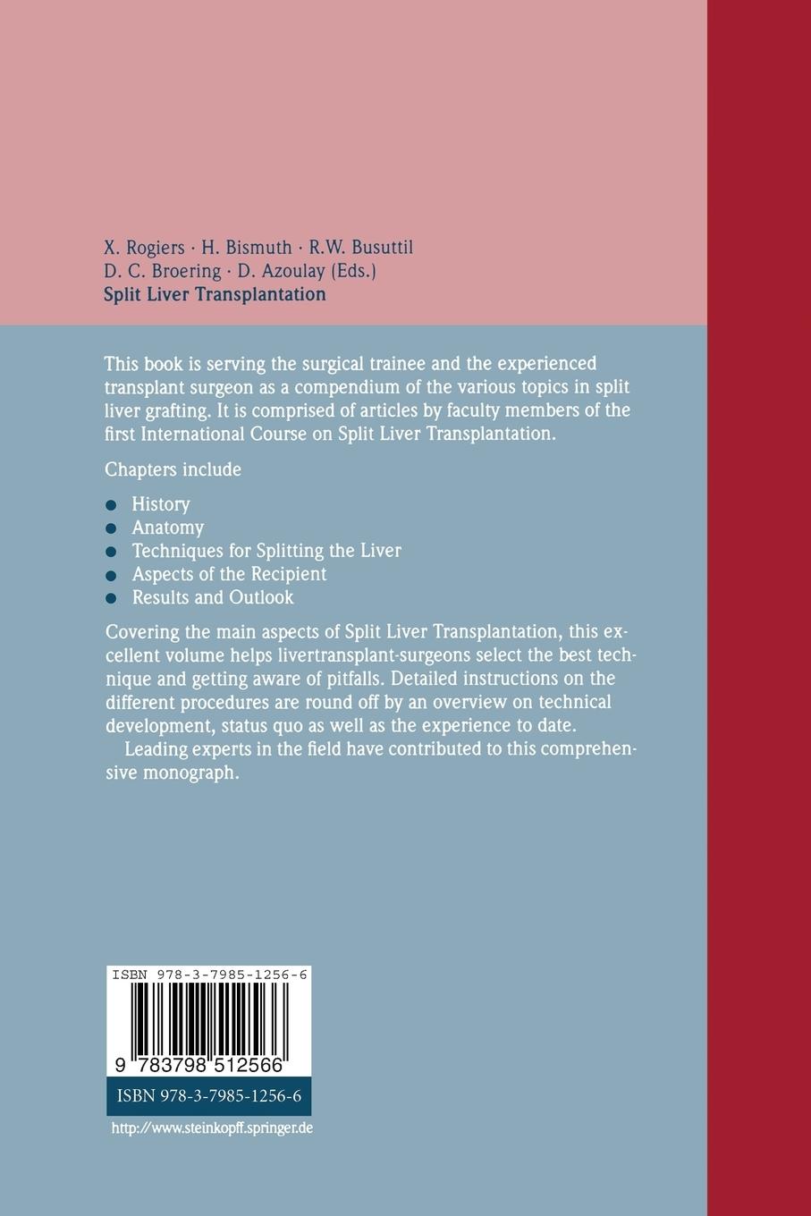 Rückseitencover Split liver transplantation