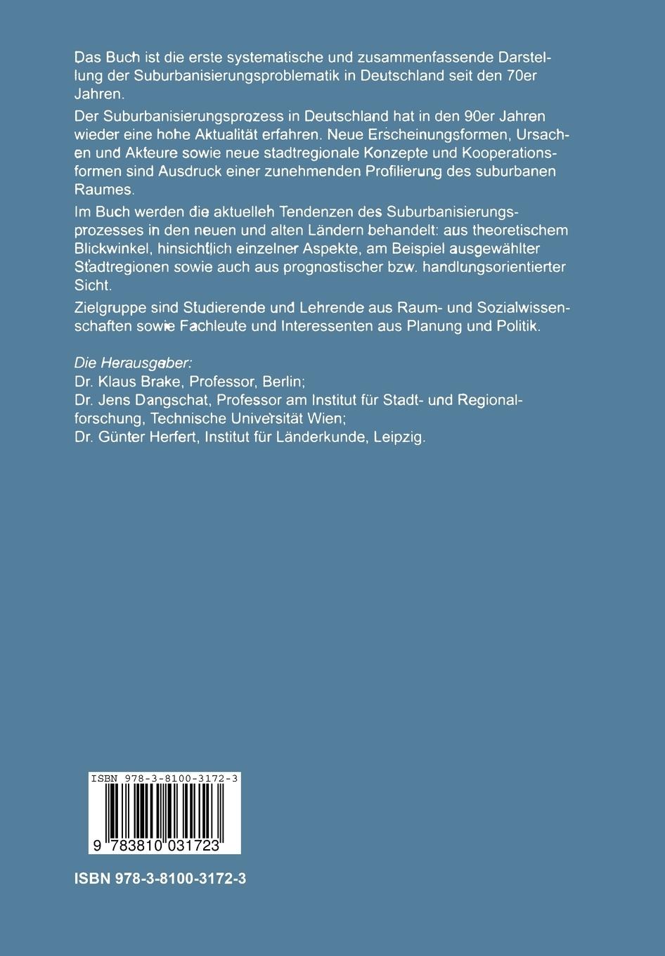 Rückseitencover Suburbanisierung in Deutschland