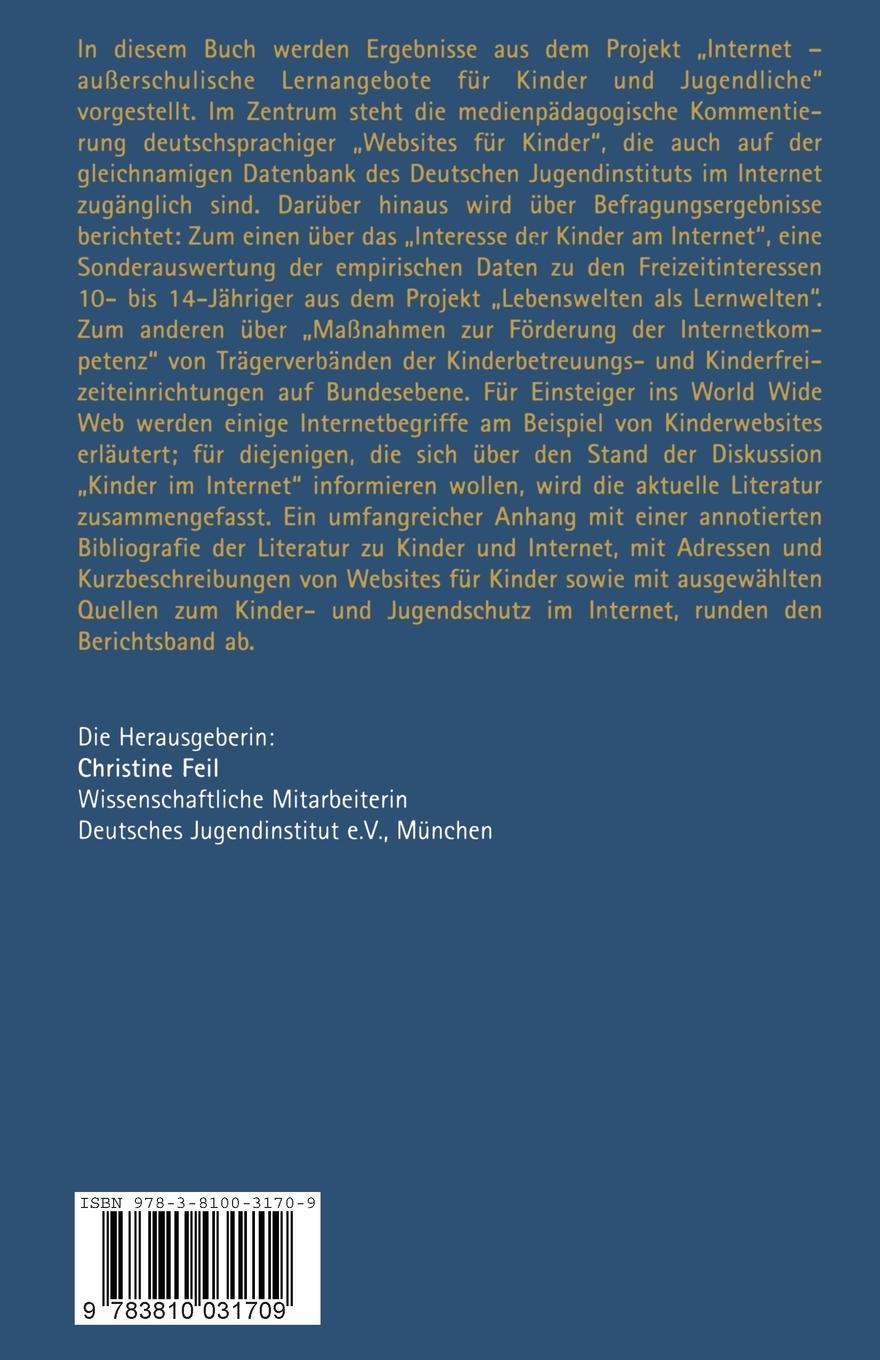Rückseitencover Internet für Kinder
