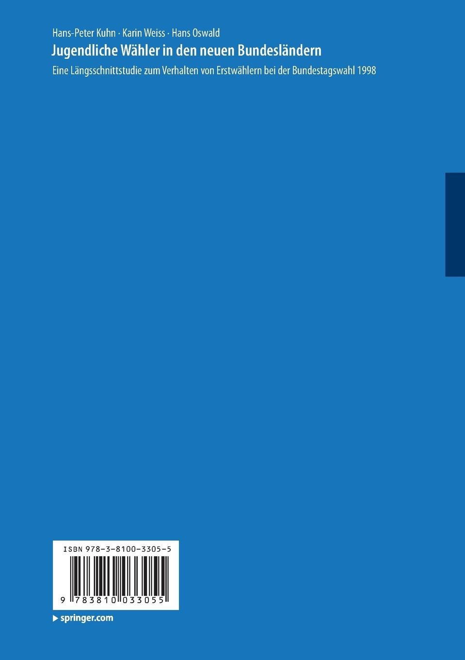 Rückseitencover Jugendliche Wähler in den neuen Bundesländern
