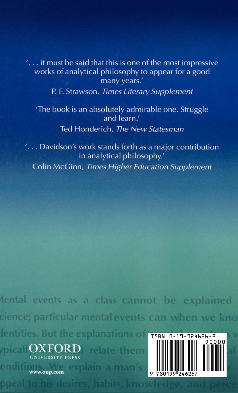 Rückseitencover Essays on Actions and Events