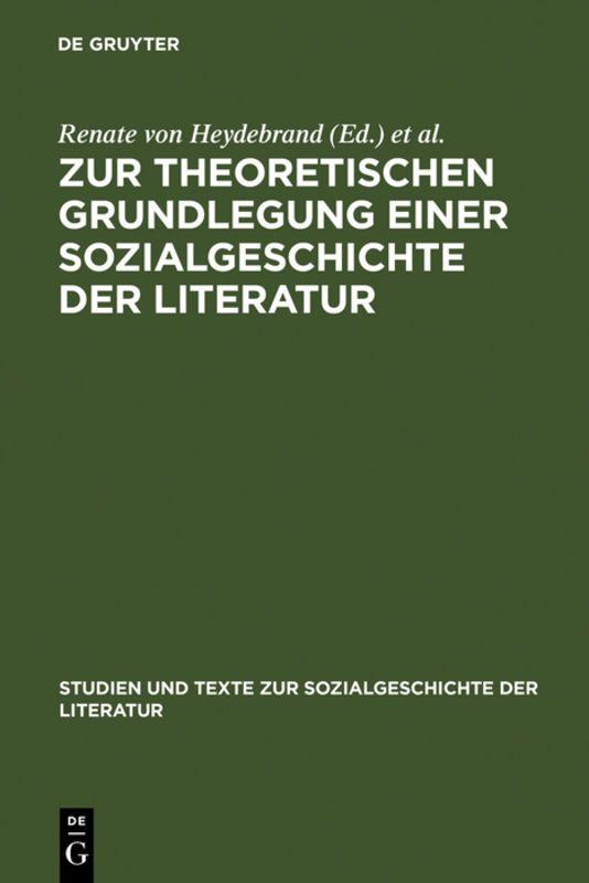 Vorderes Coverbild Zur theoretischen Grundlegung einer Sozialgeschichte der Literatur