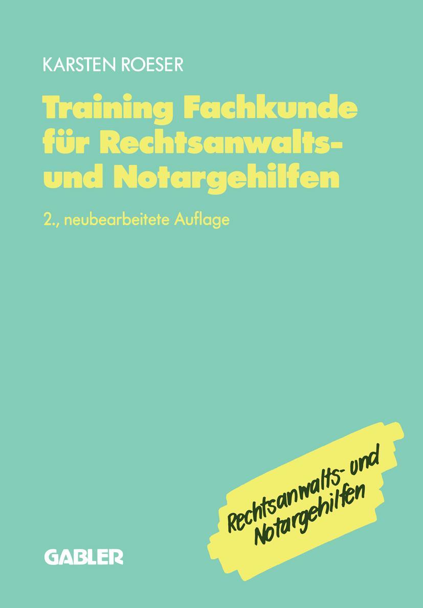 Vorderes Coverbild Training Fachkunde für Rechtsanwalts- und Notargehilfen