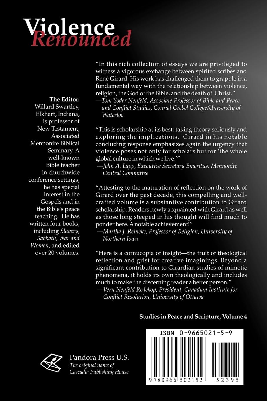 Rückseitencover Violence Renounced