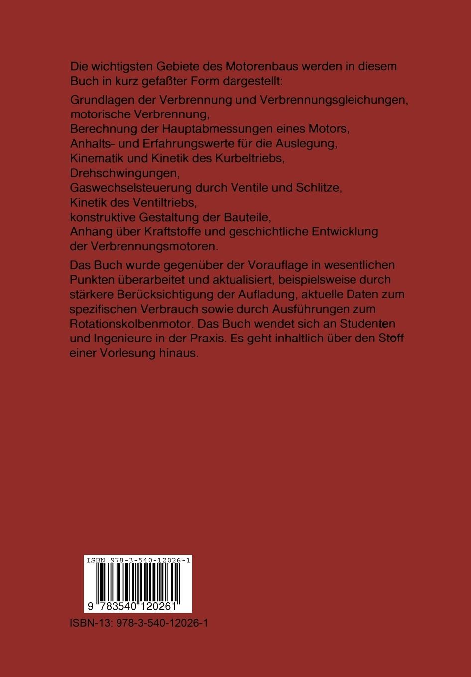 Rückseitencover Bau und Berechnung von Verbrennungsmotoren