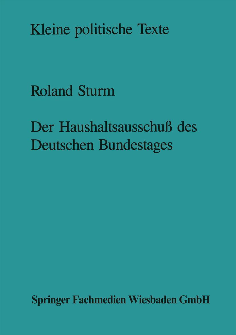 Vorderes Coverbild Der Haushaltsausschuß des Deutschen Bundestages