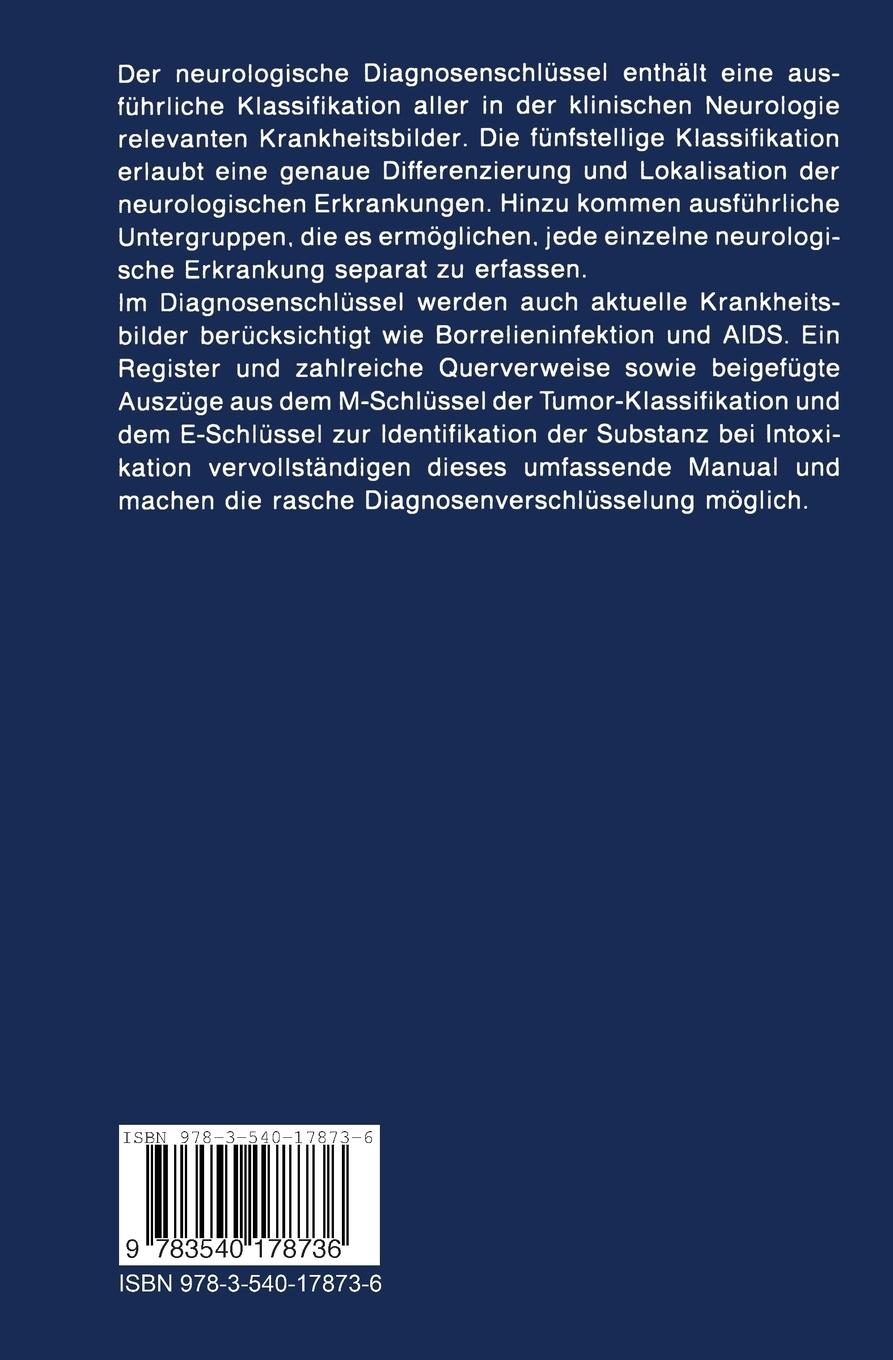 Rückseitencover Neurologischer Diagnosenschlüssel der internationalen Klassifikation der Krankheiten der WHO (ICD-NA)