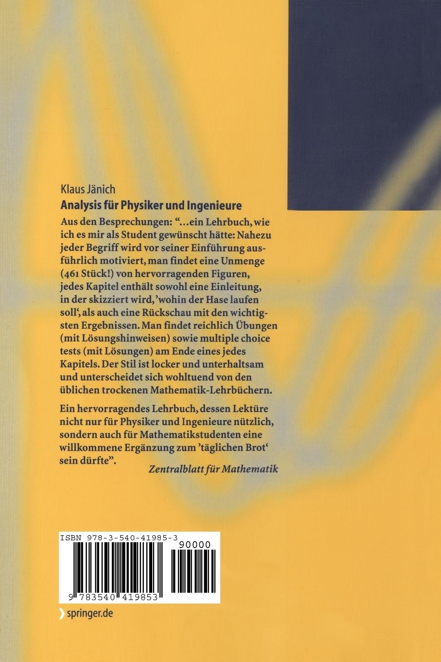 Rückseitencover Analysis für Physiker und Ingenieure
