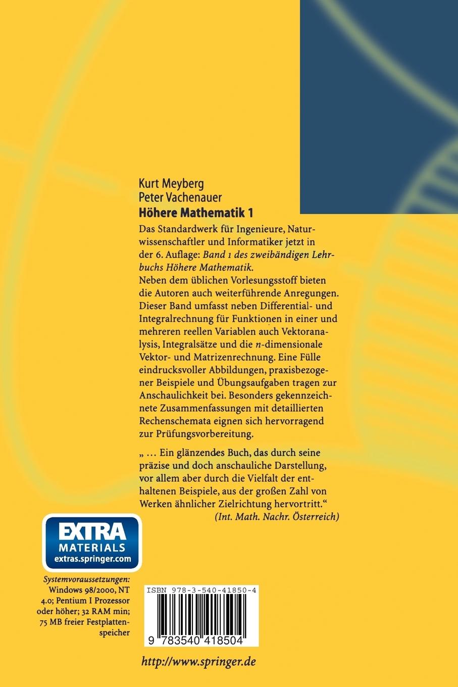 Rückseitencover Höhere Mathematik 1