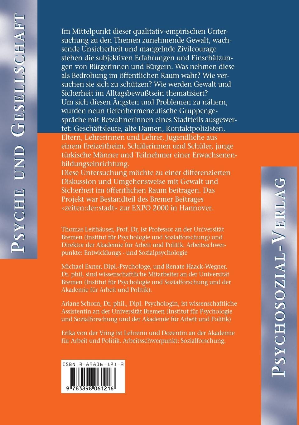 Rückseitencover Gewalt und Sicherheit im öffentlichen Raum