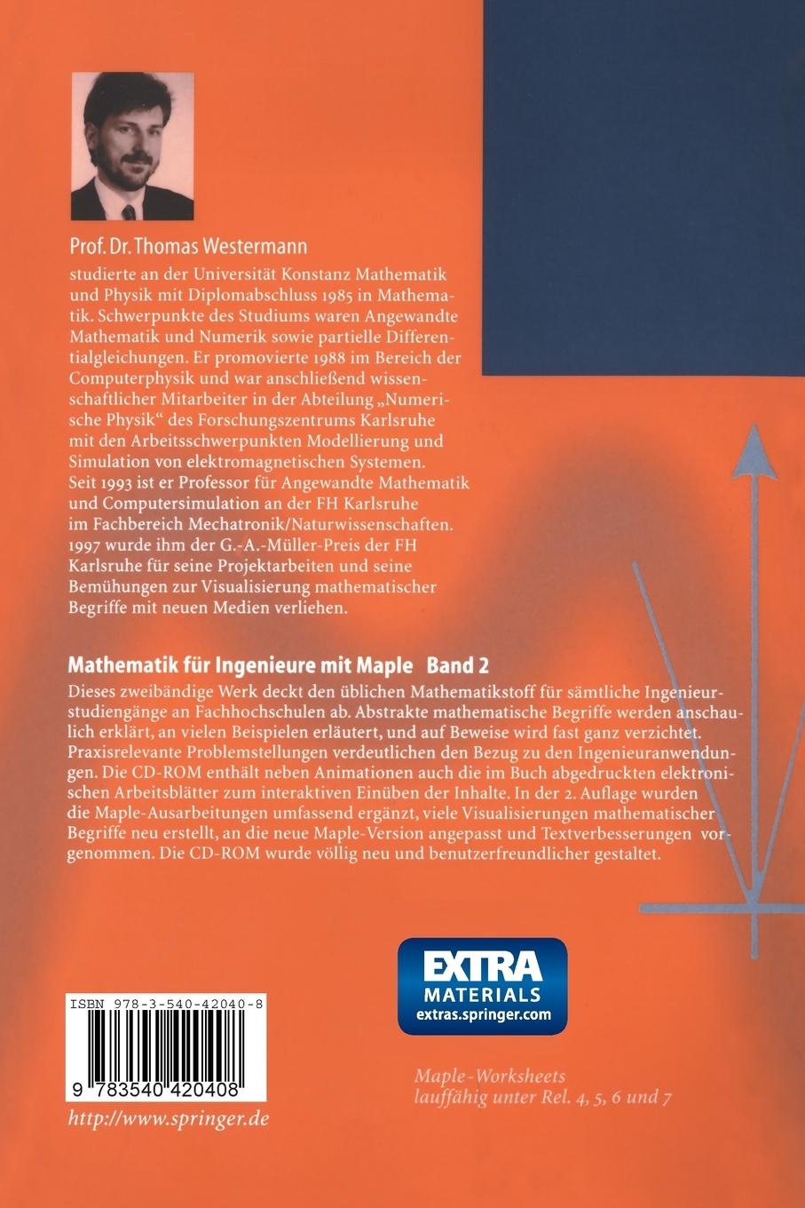 Rückseitencover Mathematik für Ingenieure mit Maple