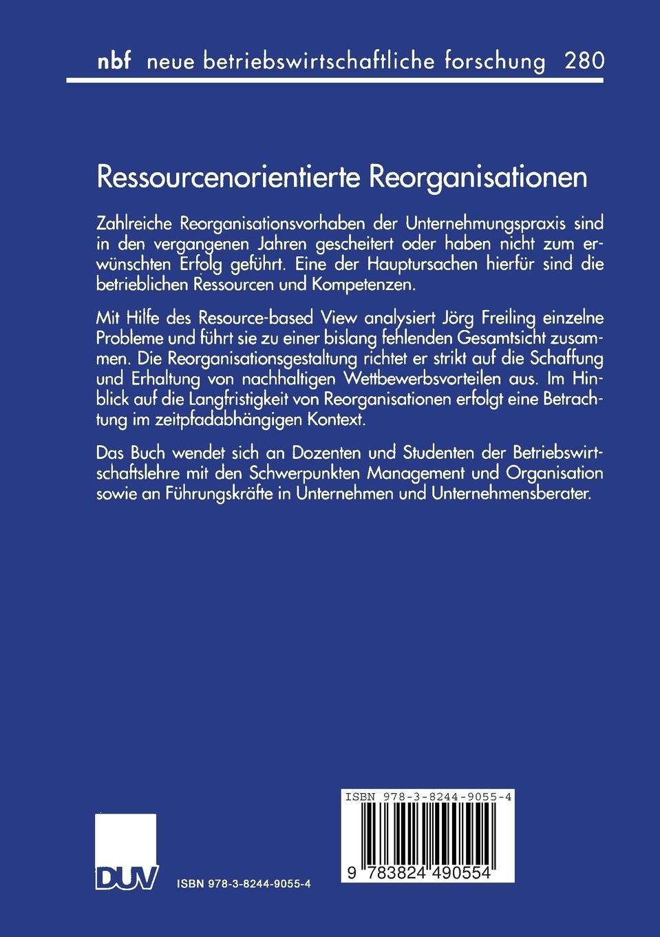 Rückseitencover Ressourcenorientierte Reorganisationen