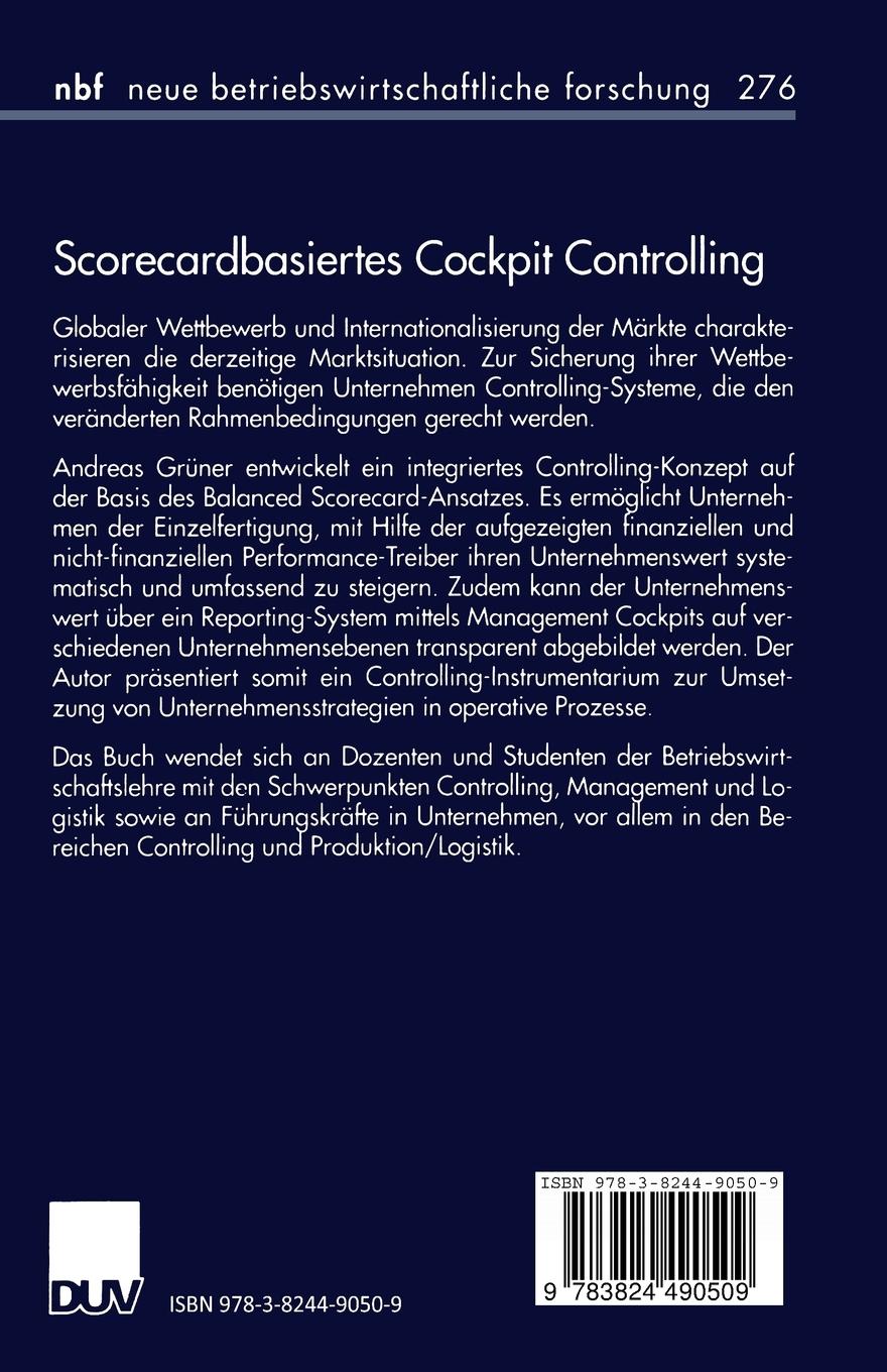 Rückseitencover Scorecardbasiertes Cockpit Controlling