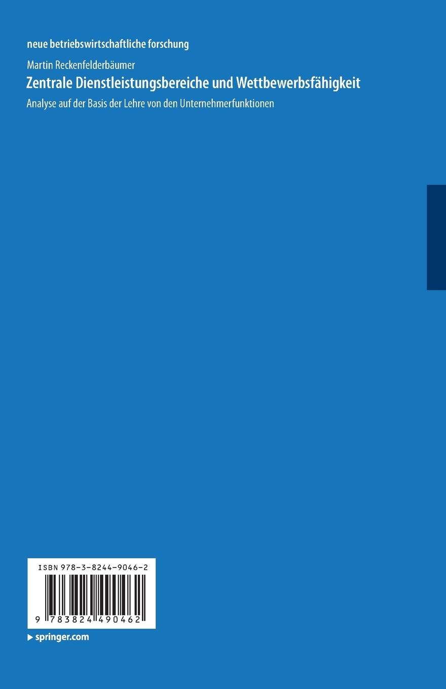 Rückseitencover Zentrale Dienstleistungsbereiche und Wettbewerbsfähigkeit
