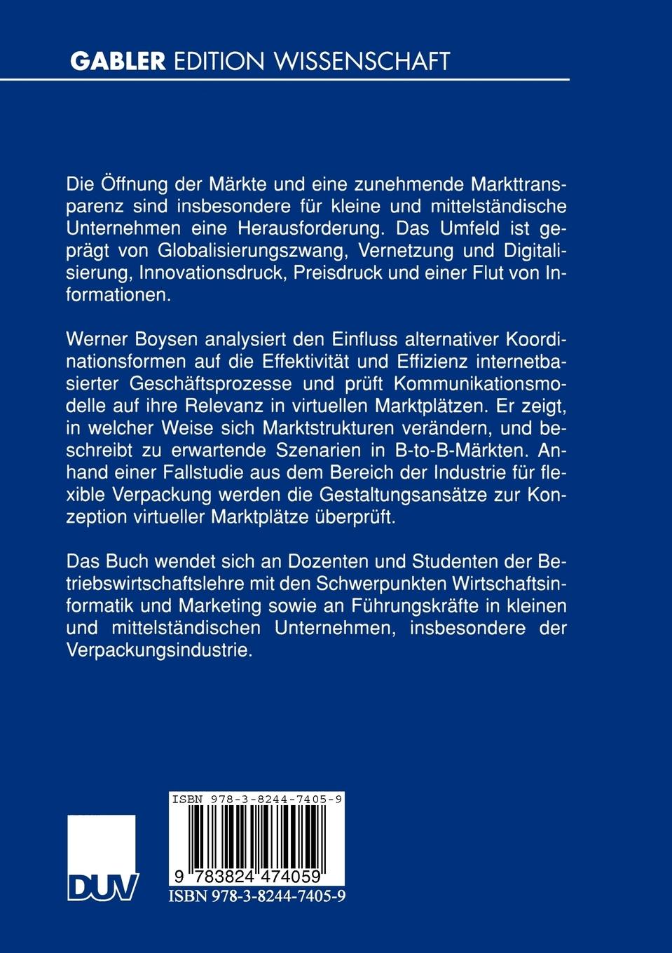 Rückseitencover Interorganisationale Geschäftsprozesse in virtuellen Marktplätzen