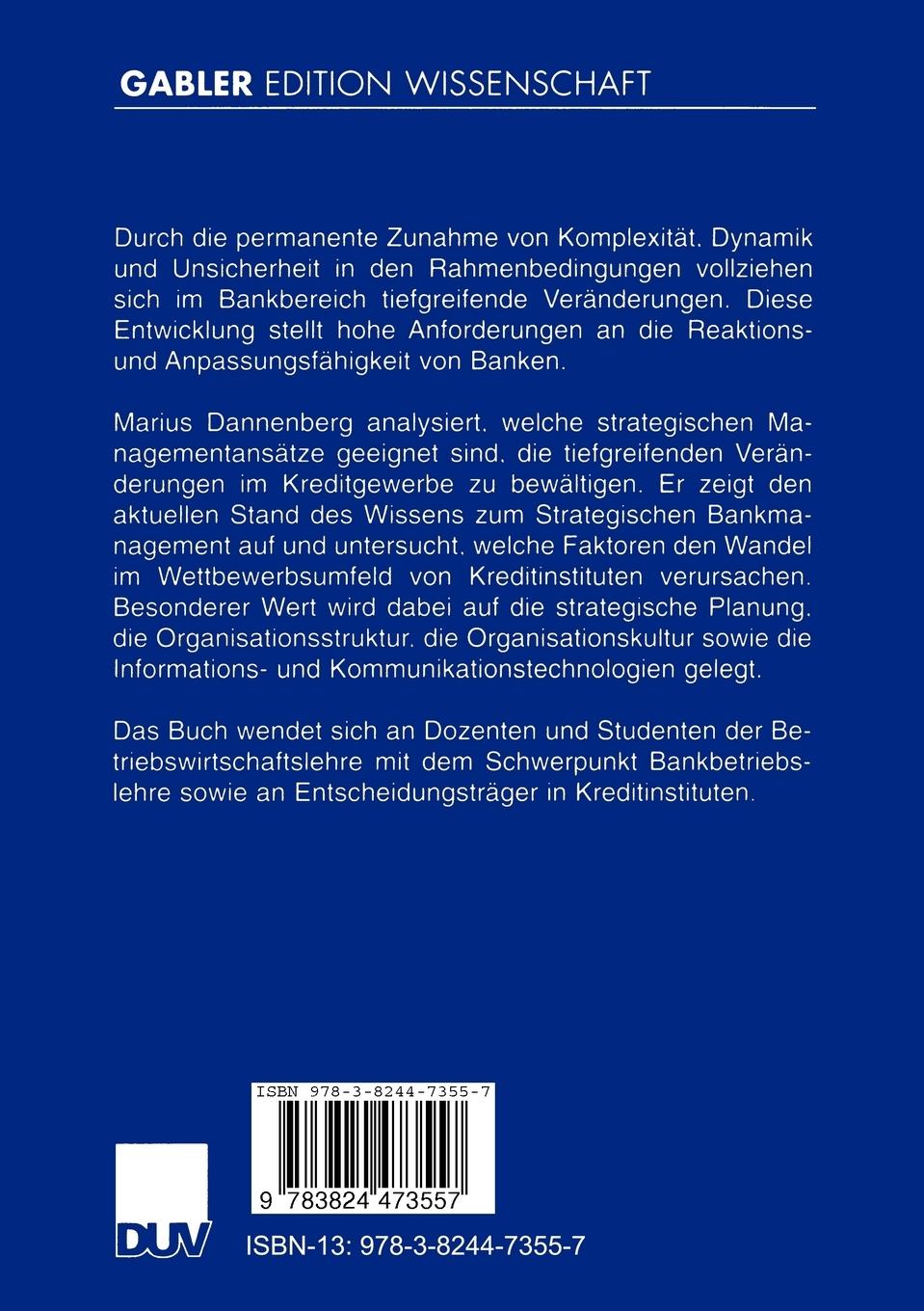 Rückseitencover Strategisches Bankmanagement