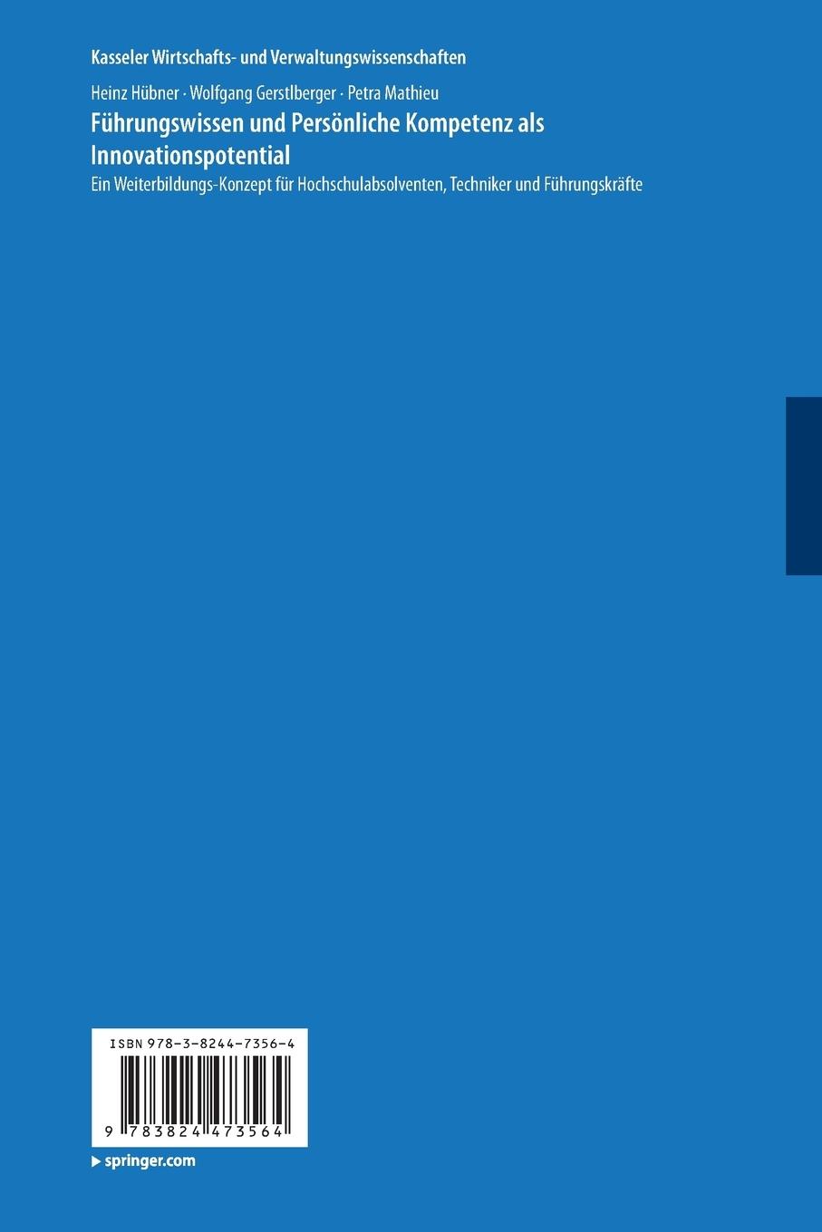 Rückseitencover Führungswissen und Persönliche Kompetenz als Innovationspotential