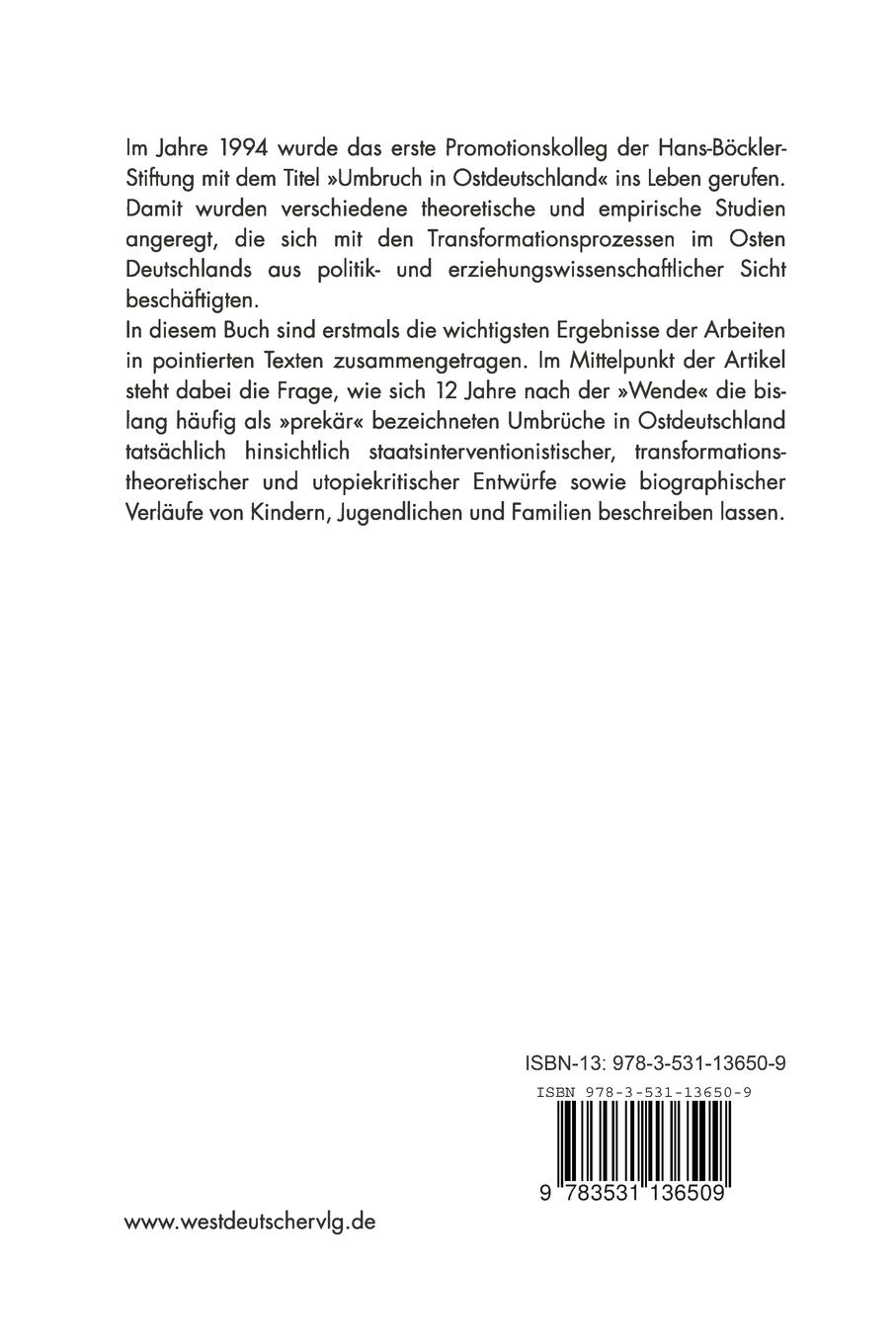 Rückseitencover Umbruch in Ostdeutschland