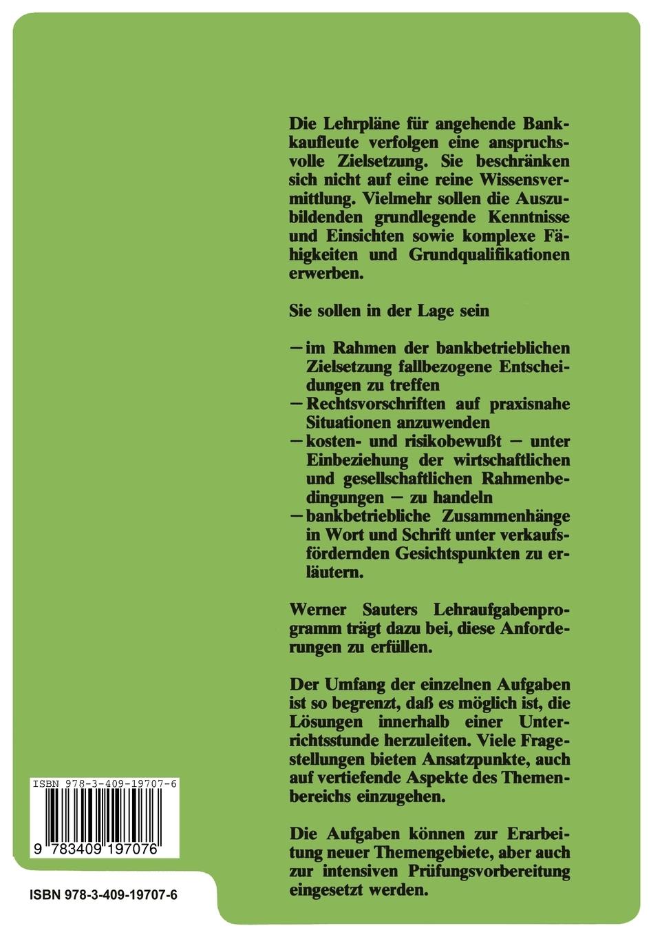 Rückseitencover Lehraufgabenprogramm für den Bankkaufmann