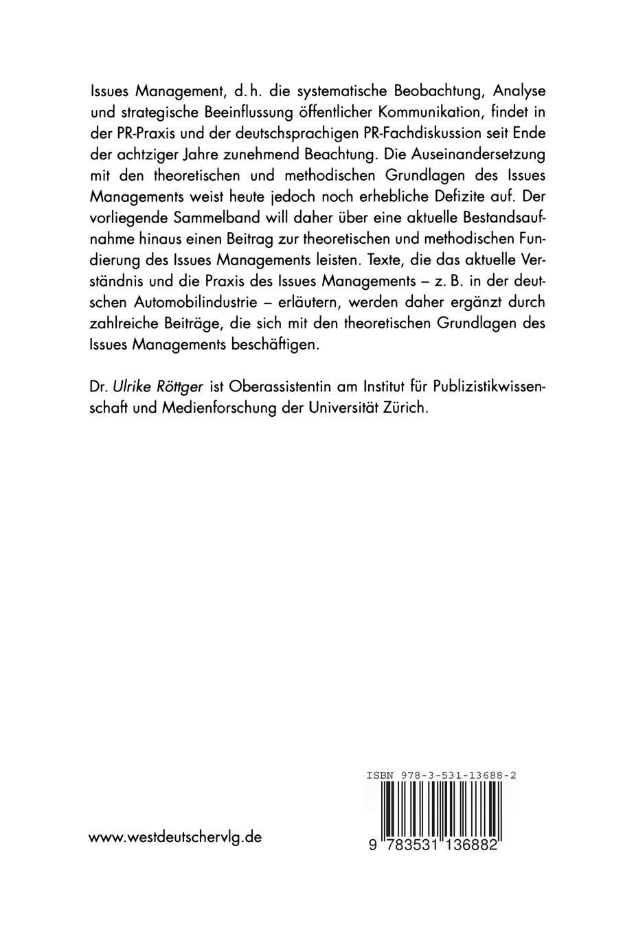 Rückseitencover Issues Management