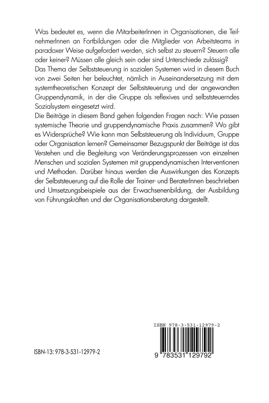 Rückseitencover Die Dynamik der Selbststeuerung