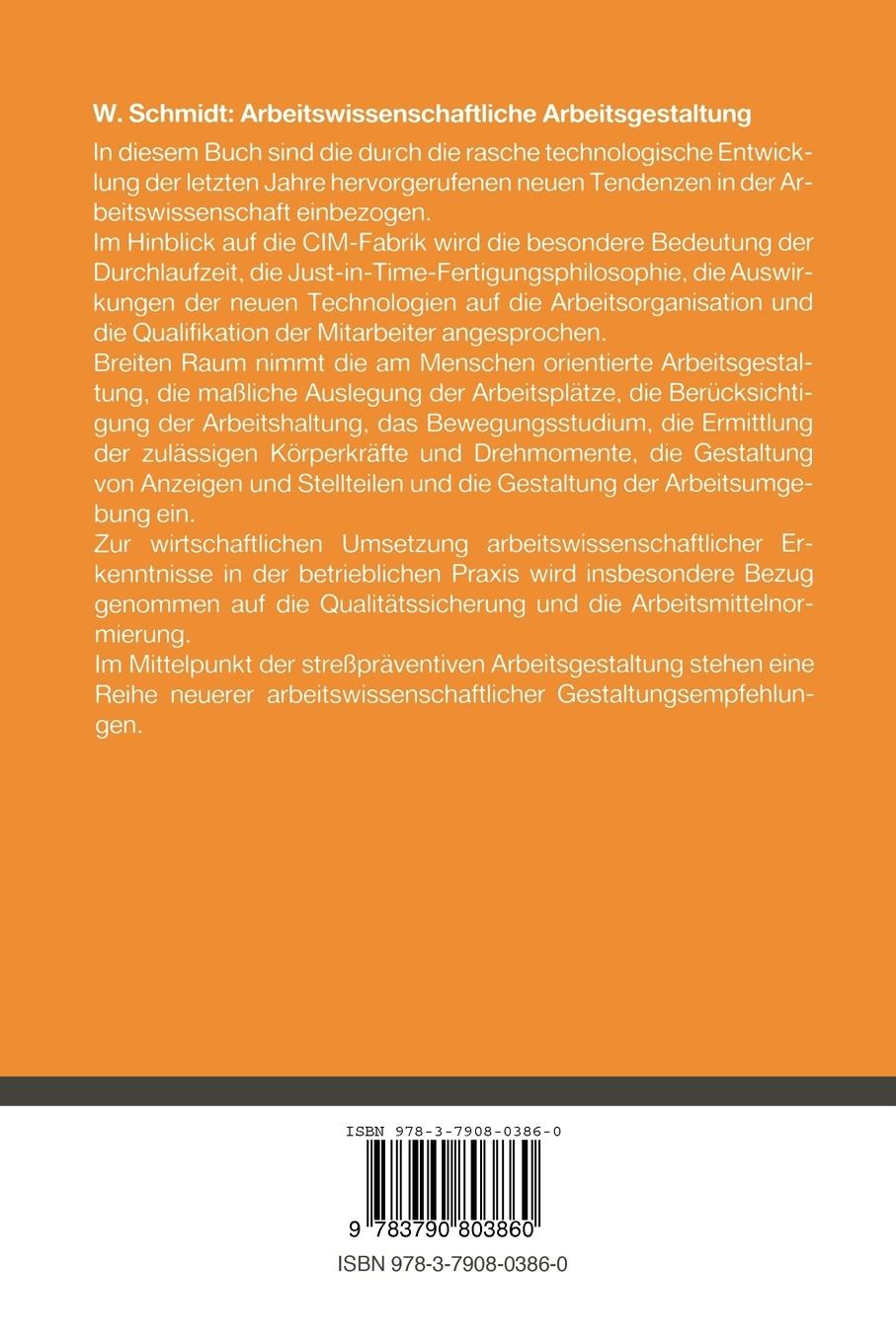 Rückseitencover Arbeitswissenschaftliche Arbeitsgestaltung