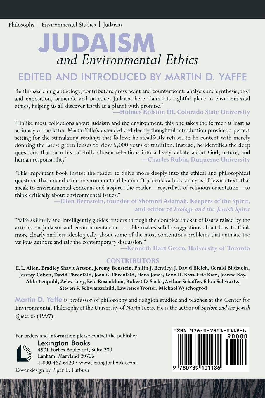 Rückseitencover Judaism and Environmental Ethics