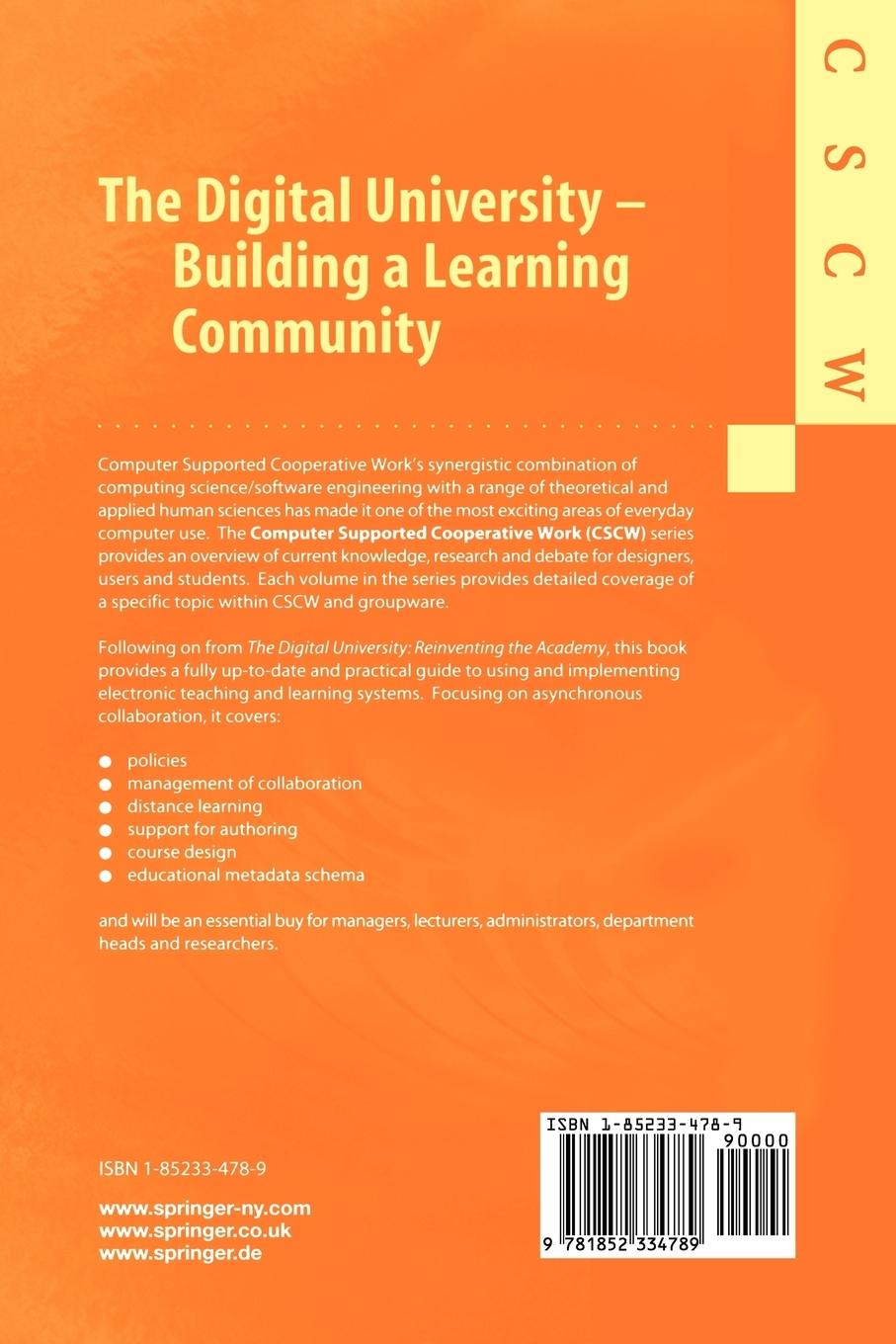 Rückseitencover The Digital University - Building a Learning Community