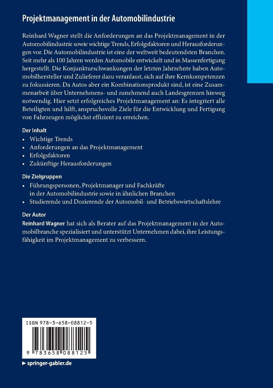 Rückseitencover Projektmanagement in der Automobilindustrie