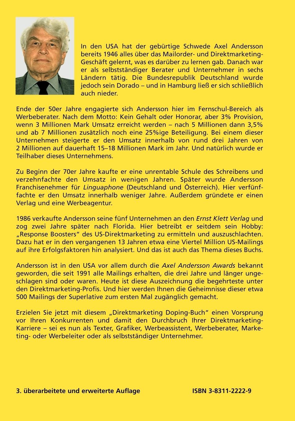 Rückseitencover Mehr Geld und mehr Erfolg mit Direktmarketing, Werbebriefen, Mailings & Direct Response-Anzeigen