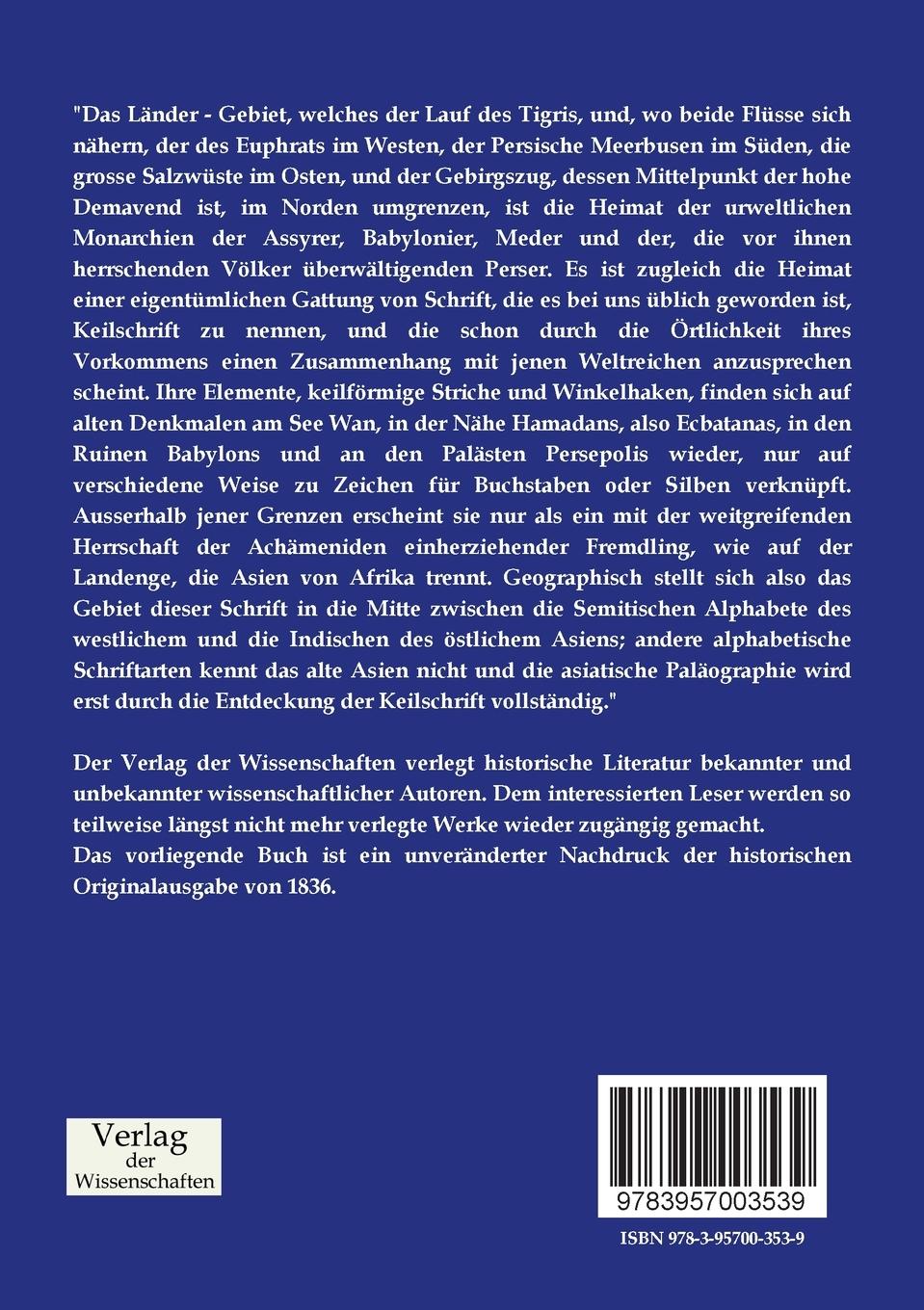 Rückseitencover Die altpersischen Keil-Inschriften von Persepolis
