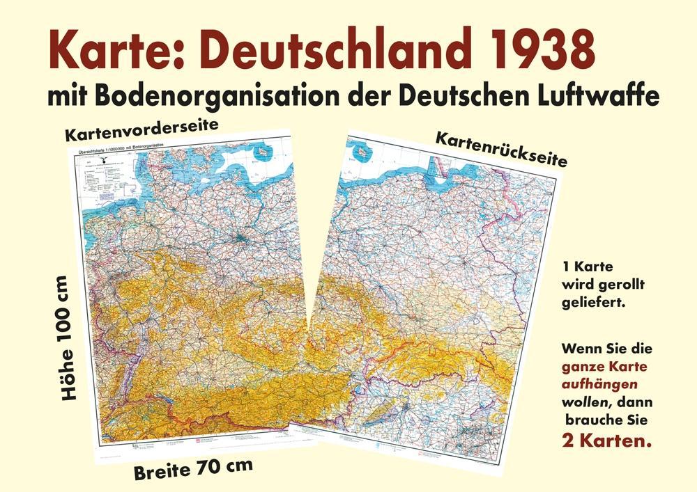 Beispielinhalt (Bild) Historische Karte: DEUTSCHLAND  1938 - Übersichtskarte mit der Bodenorganisation der Deutschen Luftwaffe (plano)