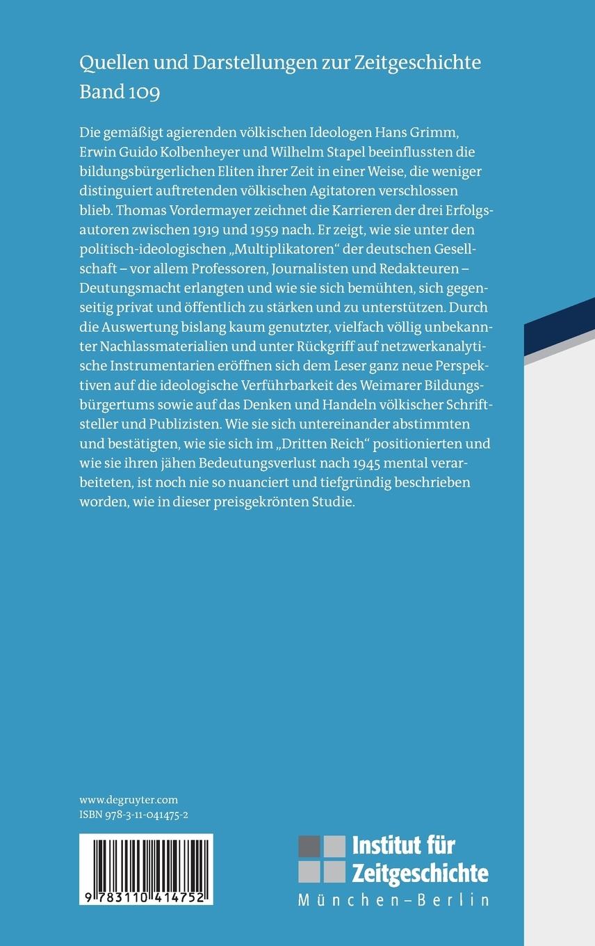 Rückseitencover Bildungsbürgertum und völkische Ideologie
