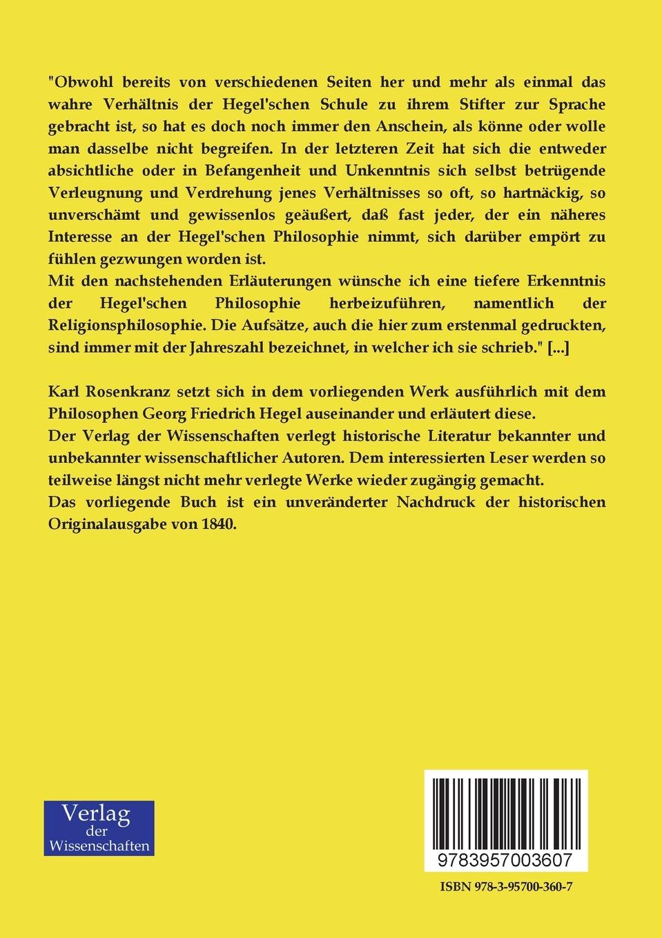Rückseitencover Kritische Erläuterungen des HegelÂ´schen Systems